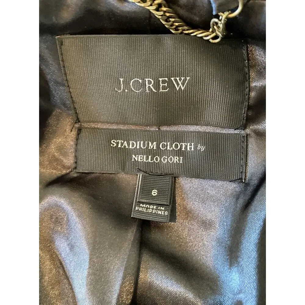 J Crew Hooded Stadium Cloth Nellogori Wool Coat Size 6 Women’s Black Full Zip - Picture 4 of 9